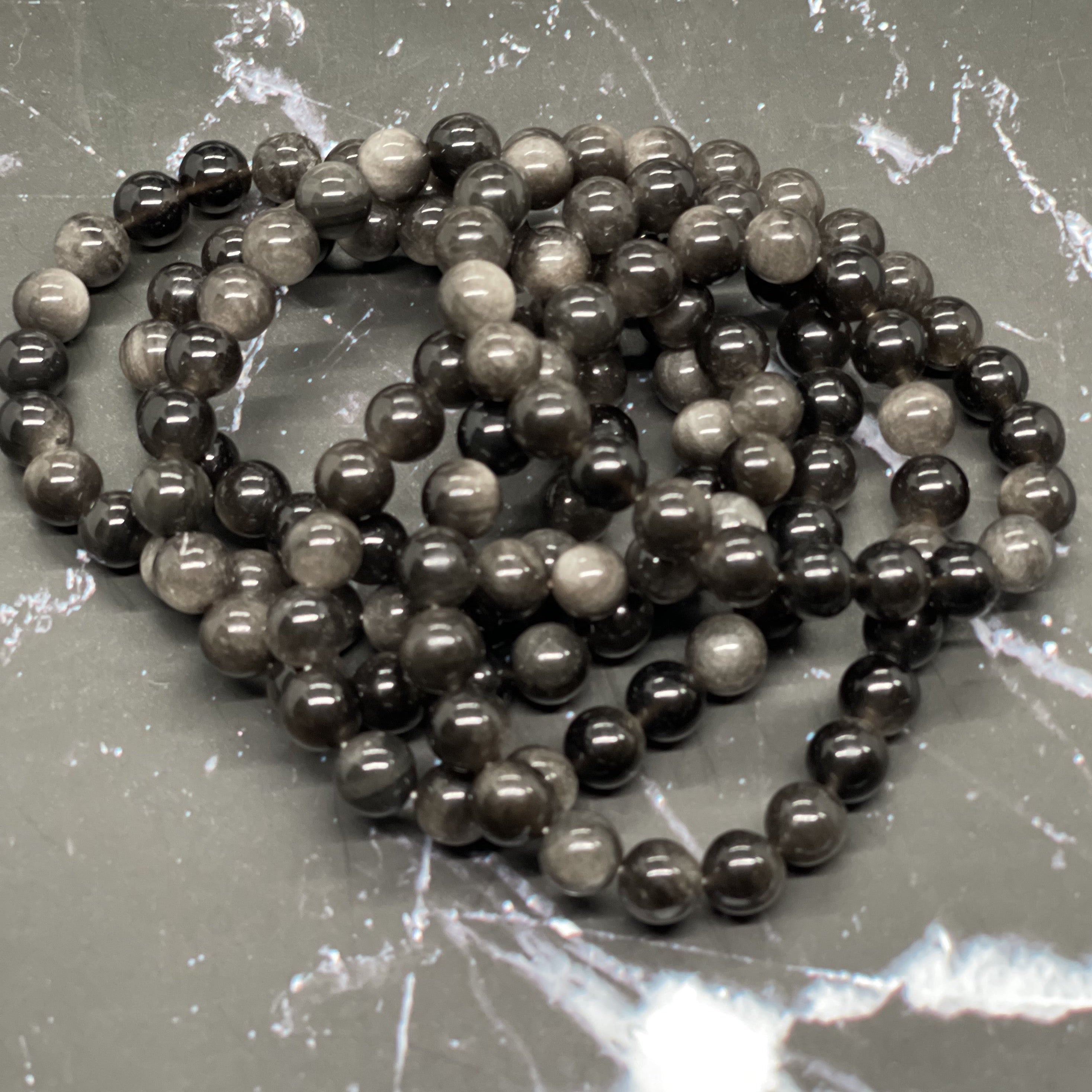 KALIFANO |Unisex Hand Cut and Polished Obsidian Bracelet for Sale